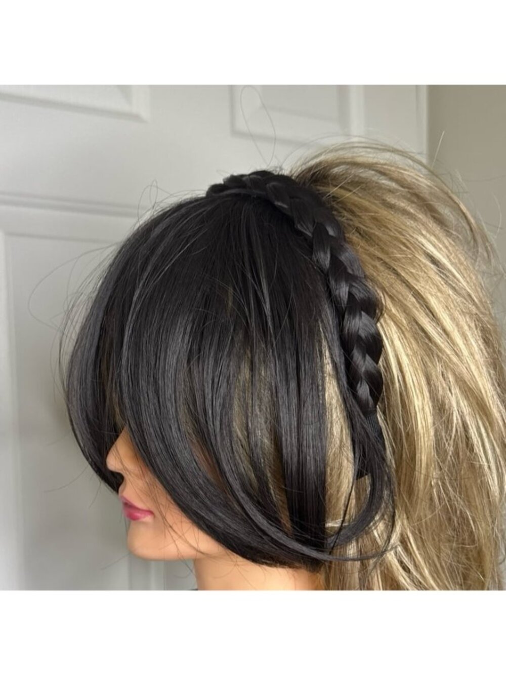 Clip In Bangs Hair Extension Natural Black Synthetic